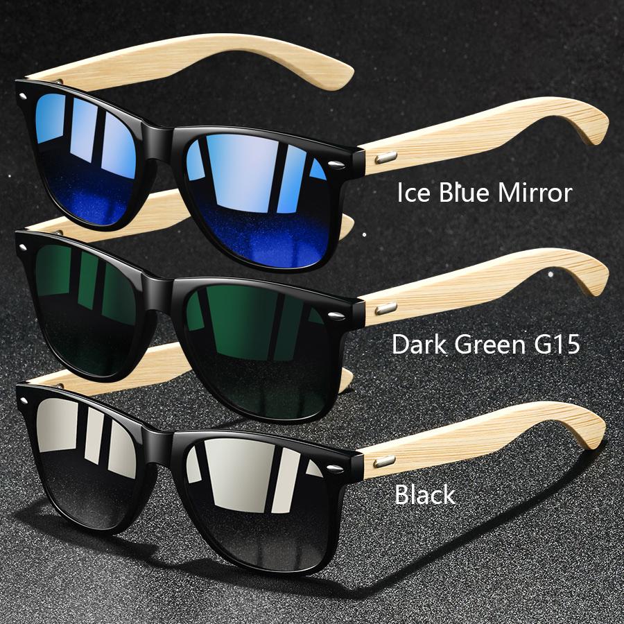 1PC Fashion Bamboo Wood Vintage Square Sunglasses UV400 Protection for Men Women Luxury Designer Sun Glasses Driving Fishing