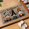 VIKAMA Halloween Goblin Entrance Floor Mat, Welcome Slogan Printed Entrance Carpet, Anti-Slip Bathroom Mat, Home Decoration