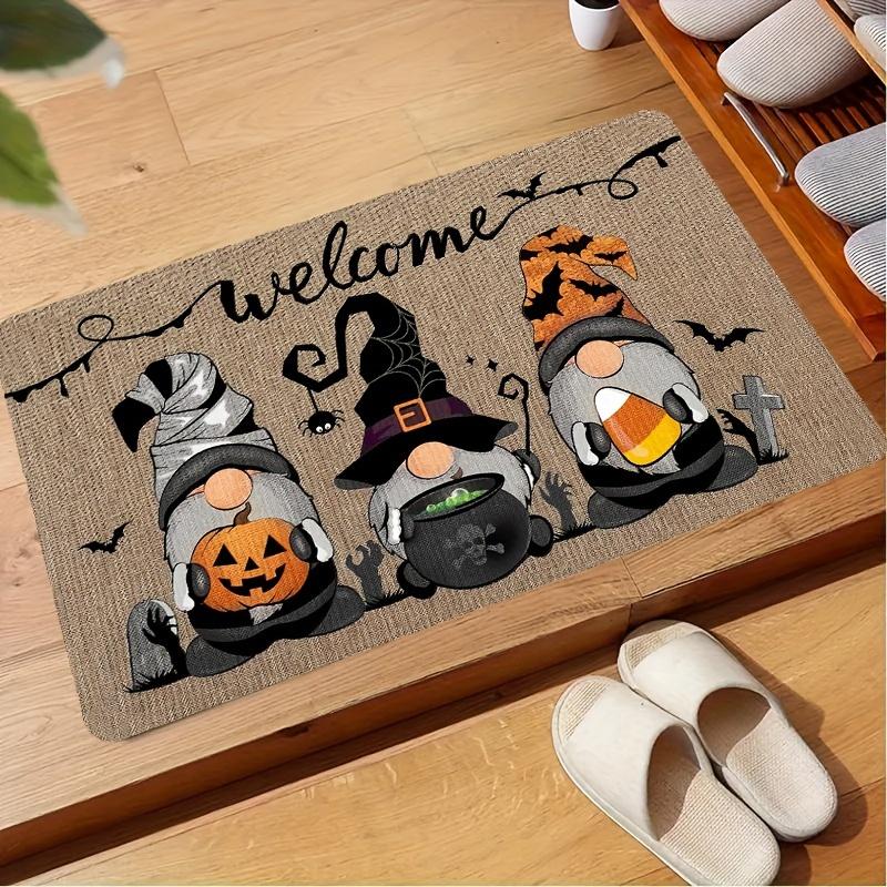 VIKAMA Halloween Goblin Entrance Floor Mat, Welcome Slogan Printed Entrance Carpet, Anti-Slip Bathroom Mat, Home Decoration