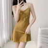 New ice silk pajamas spring and summer female sexy pure desire simulated silk pajamas with chest pads, suspenders, loungewear