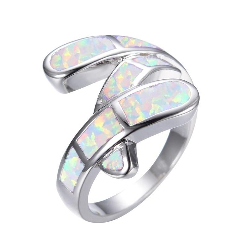Cute Women Geometric Blue Imitation Fire Opal Rings Anniversary Party Girl Gift Fashion Women Rings