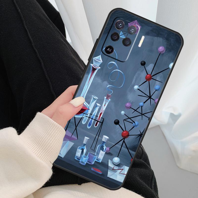 Science Chemistry Style Case For Oppo A54 A74 A94 A18 A57 A17 A77 A38 A58 A78 A98 A80 A60 A40 A96 A76 A16 A15 A5 Pro