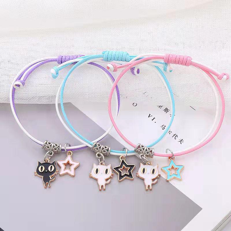 Student Girlfriend's Korean-Style Simple Cute Friendship Woven Bracelet Set - Handmade, Colorful, Three-Piece Rope