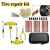 Car Tire Emergency Puncture Repair Kit - Complete Tool Set with Tire Strips, Portable Case & Protective Gloves