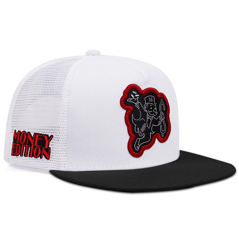

2025 New Poker MONEY Flat Edge Hat Mesh Hat Men s Fashion Street Hip Hop Hat Women s Outdoor Sunshade Hat Casual Baseball Hat