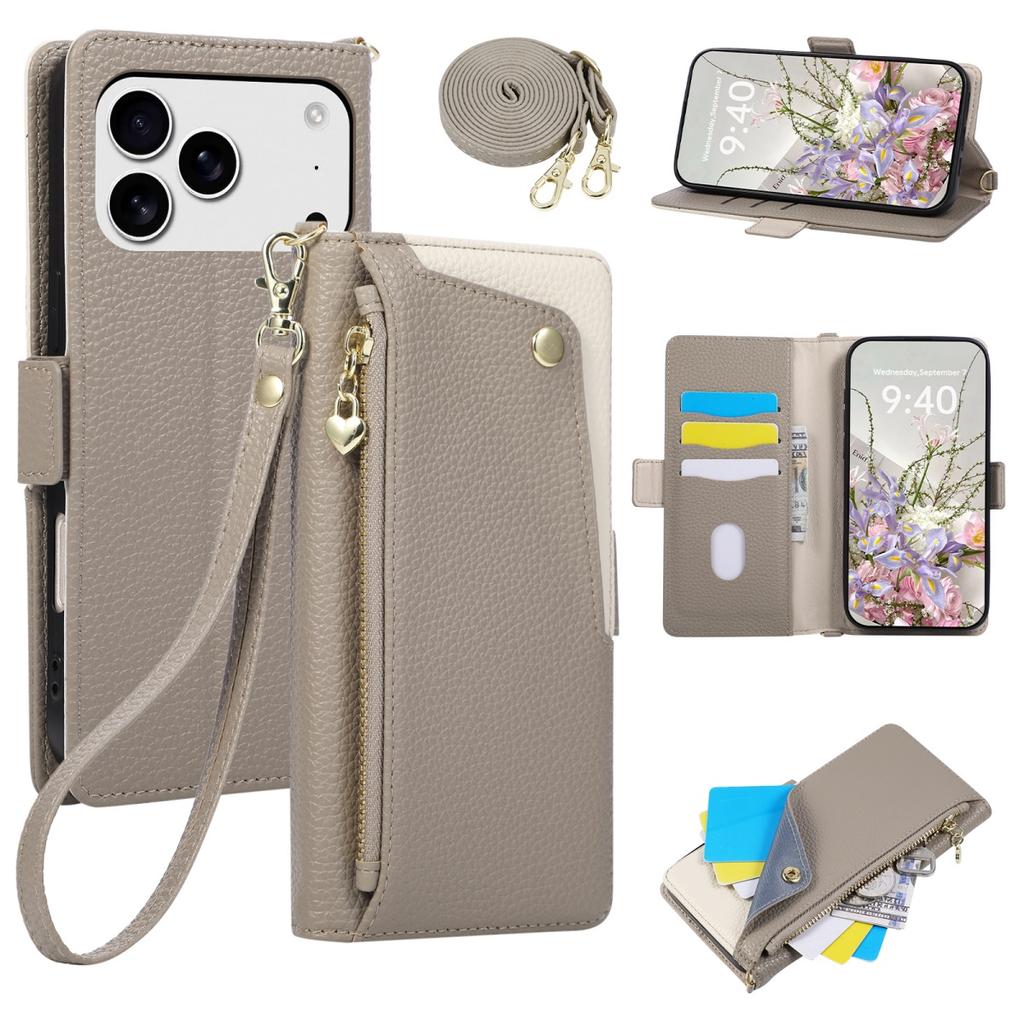 Card Slots Zipper PU Leather Wallet Case Flip Phone Case for IPhone 18 17 16 15 14 13 12 11 Pro Max Plus 17E Lanyard Purse Cover
