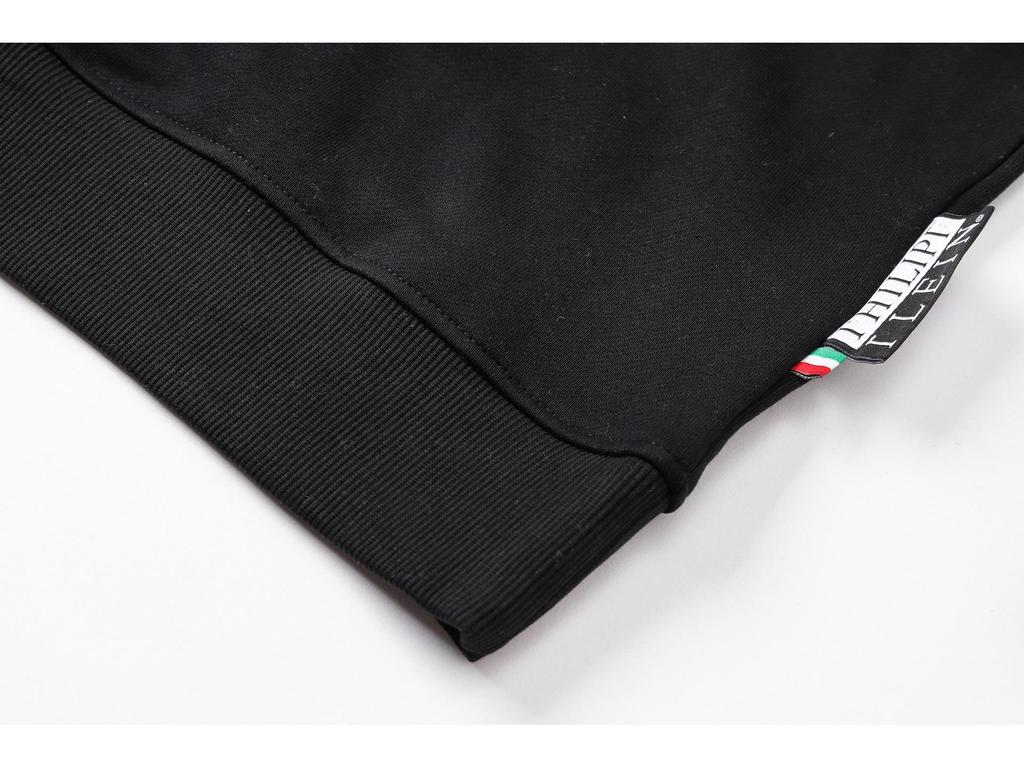 Trendy Philip Plein Men's Hoodie: Autumn/Winter Collection, European & American Street Style, Rhinestone Round Neck, Casual Fashion.