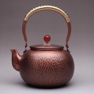 Lila Kupfer Teekanne Handgehämmert Chinesischer Stil Kochender Tee Kochender Wasserkessel Vintage Hebebalken Kung Fu Tee-Set
