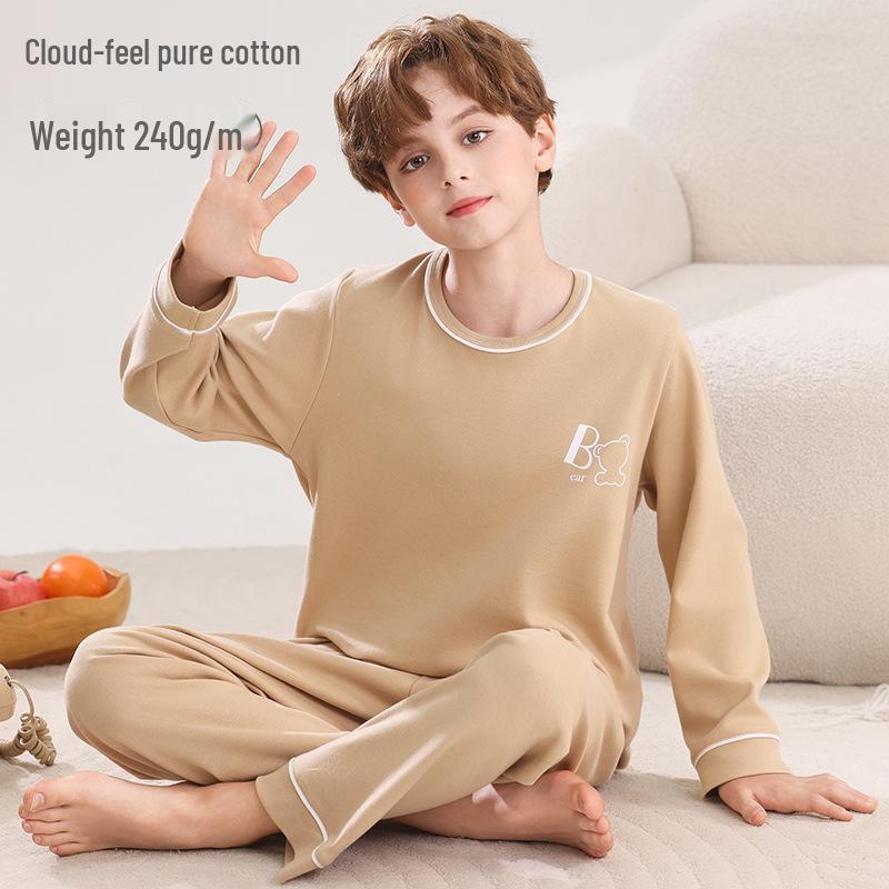 2026 Boys' Long Sleeve Pajama Set for Teens - Spring & Autumn Homewear