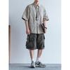 Hong Kong Style Retro Short Sleeved Shirt Men's Summer Japanese Loose Workwear Casual Five Quarter Sleeved Top Jacket