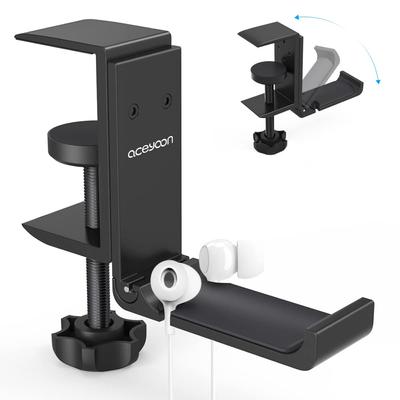 Aceyoon Hörlursställ Vikbar Hörlurshängare Tillverkad av Aluminiumlegering med Skruvar Roterande Headsethållare Stabil Lastkapacitet 5 kg för HMD-klämma