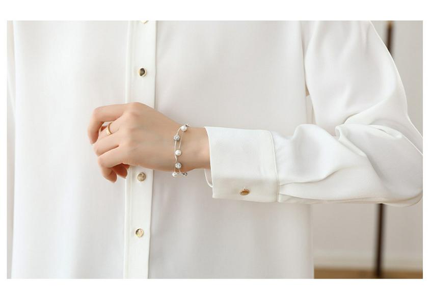 Mulberry Silk White Long Sleeve Women's Shirt - Versatile for Spring/Autumn 2026 Casual & Professional Wear