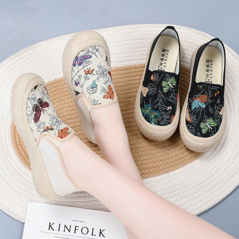 ****** and Autumn Old ******* Cloth Shoes Women's Shoes Fashion Casual Versatile Canvas Shoes S**t Soles Ethnic Style One Pedal Flat Shoes