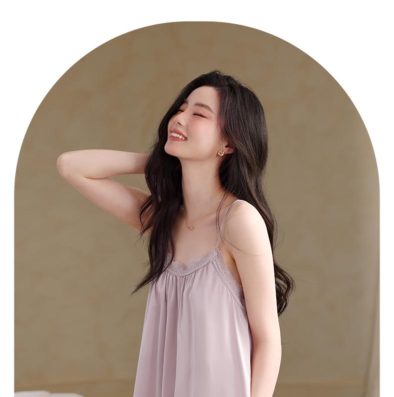Xuan Liang [with chest cushion] Women's summer thin ice silk camisole shorts pure lace home suit set