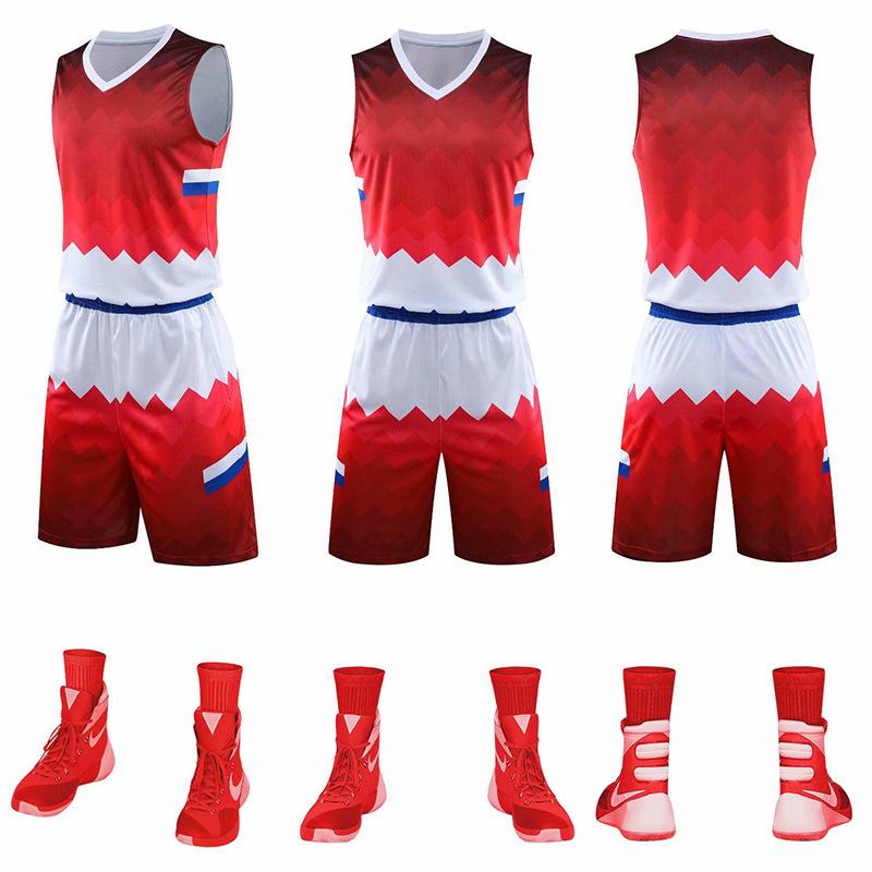 Баскетбольный комплект формы Мужская форма Дышащий спортивный жилет Взрослый Детская тренировочная форма Игровая форма Печать Женская XS красный