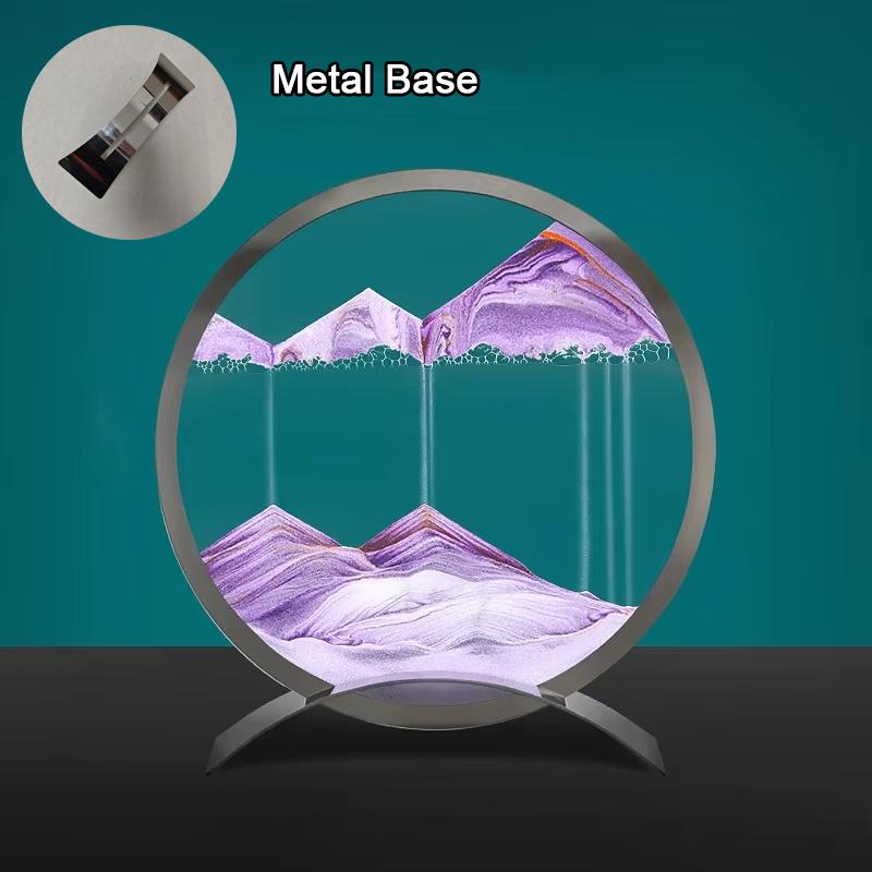 Metallfuß Sandscape Bewegliche Sandkunst Bild Kinetischer Treibsand Dynamische Flüssigkeit Sanduhr Fließende Sandmalerei Heimdeko Geschenke