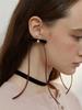 Love Me Monster Brown Velvet Ribbon Earrings (L244Mer050)