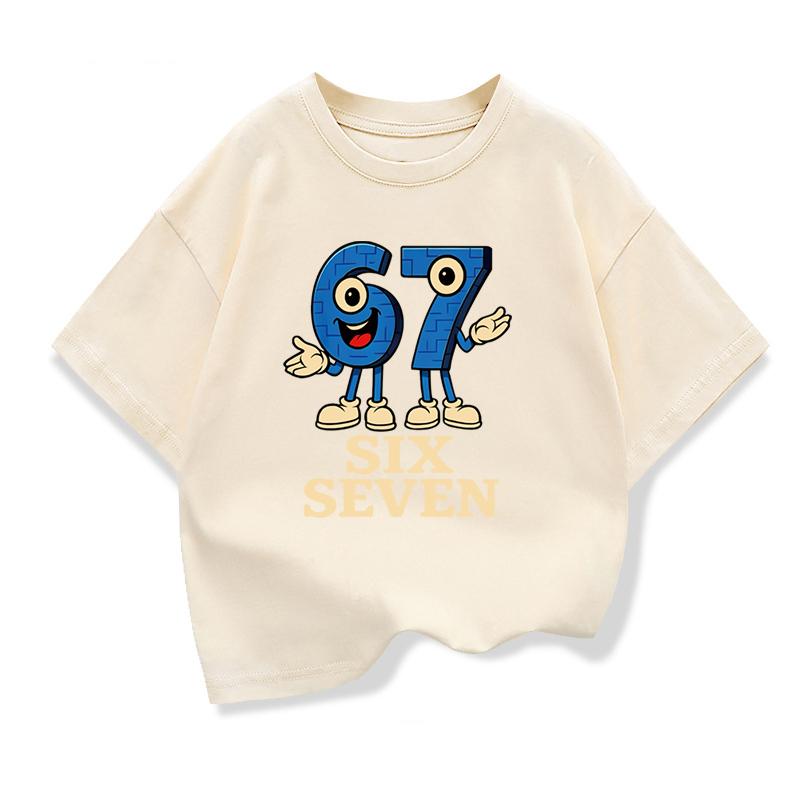 Summer Fashion 67 Boys and Girls Fun Number Print Short Sleeve T-Shirt Top