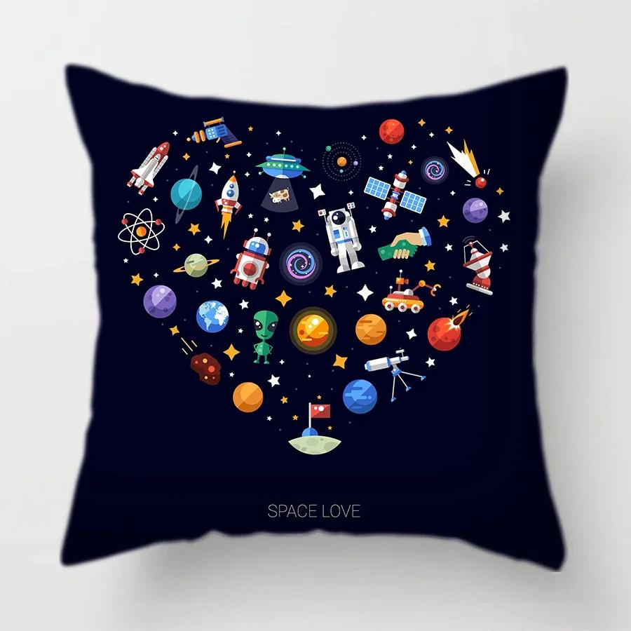 45X45Cm Universe Theme Cushion Cover Space Dream Astronaut Planet Decorative Pillows Case For Sofa Home Kids Room Pillowcase