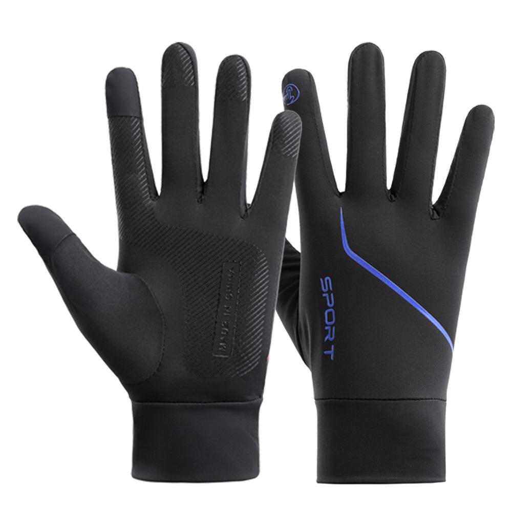 Sunscreen Gloves for Men's Summer Thin Non Slip Anti UV Driving and Riding Takeout Luya Fishing Ice Silk Gloves