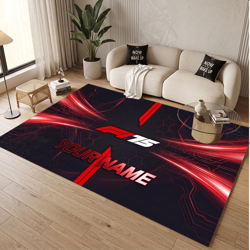 Custom Rug F1 Pattern Print Name Text Soft Non‑Slip Floor Carpet for Home Indoor Decoration