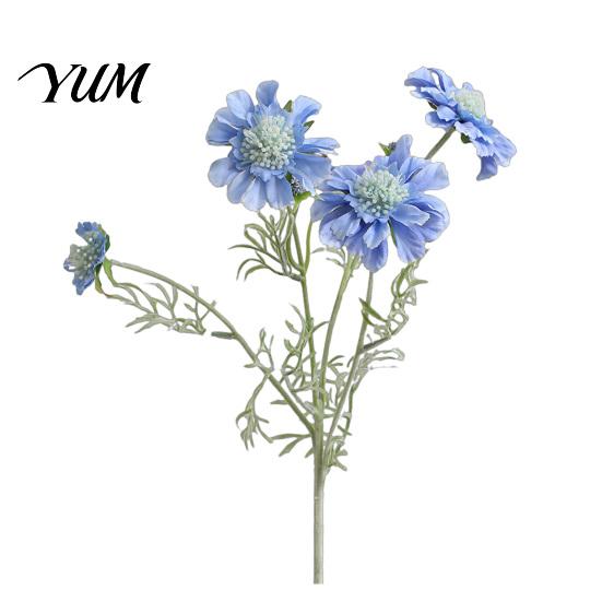 Long Stem Faux Flowers for Photography Artificial Scabious with Bendable Stems, Realistic Silk Chrysanthemums Wedding Flower Table Vase Centerpiece