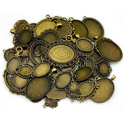 40Gram Mix Cabochon Base Setting Jewelry Components Accessories Antique Bronze Color Zinc Alloy Mix