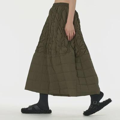 Spring 2025 Japanese-Style Padded Mid-Length Skirt: Women's Loose Fit, Large Sizes Available