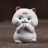 Yixing Zisha Ingot Cute Fortune Cat Tea Pet Vintage Fish Tank Landscaping Tea Figurine Play Toys Tea Statue Ornaments Supplies