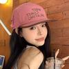 Embroidered Baseball Hat Flat Brim Female Spring and Autumn Retro Big Head Circumference Showing Face Small College Style Peaked Cap