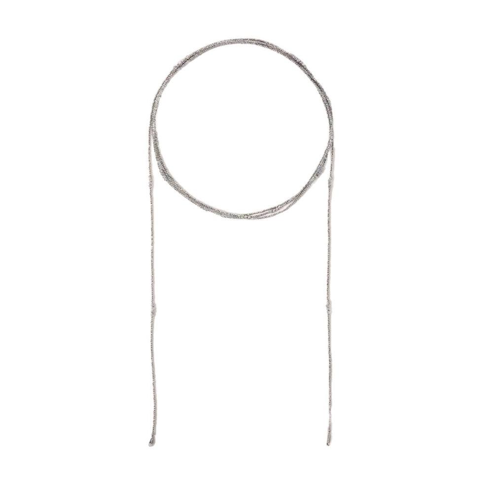 Fashion Charm Shimmering Silver Color Plain Chain Long Necklace for Women Simple Personality Multiple Wearing Methods Jewelry