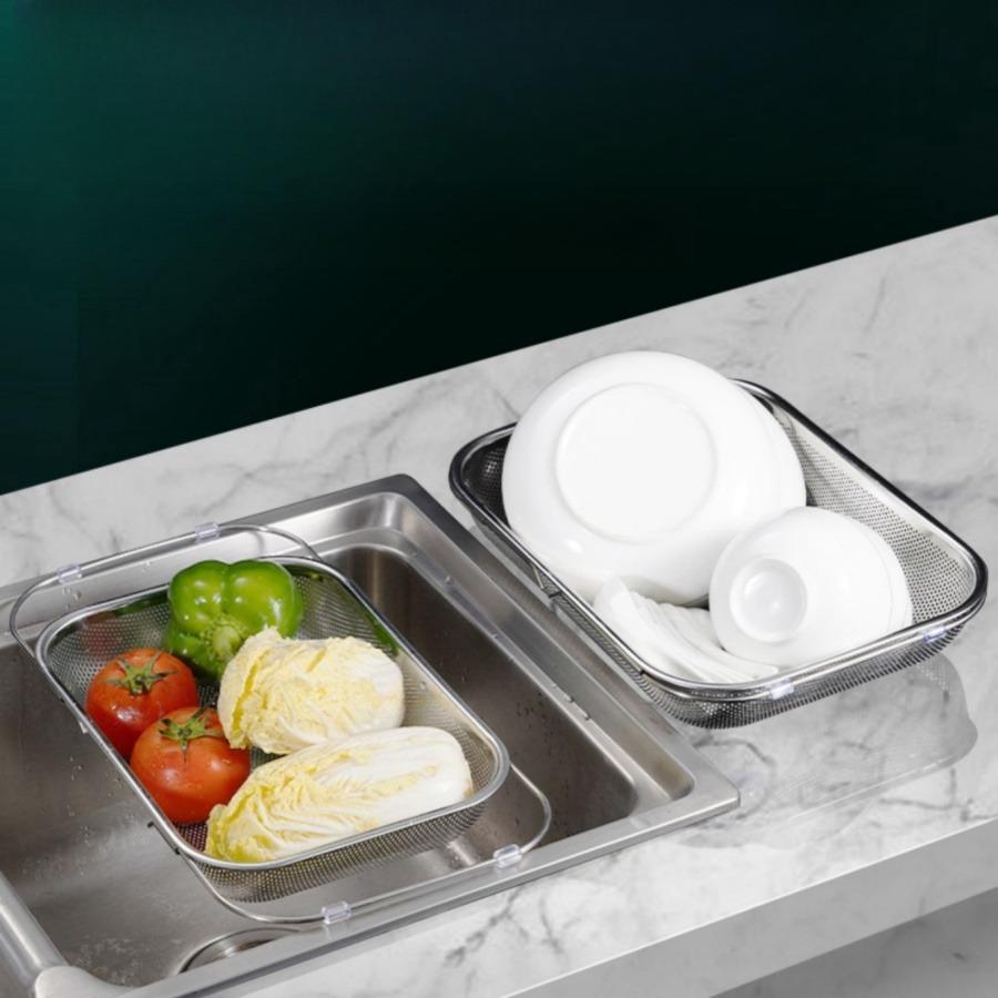 Spülbeckenablauf Siebkorb, Edelstahl Einhänge Küchenabfallfilter, Rechteckig Feinmaschig Küchenspülbecken Caddy