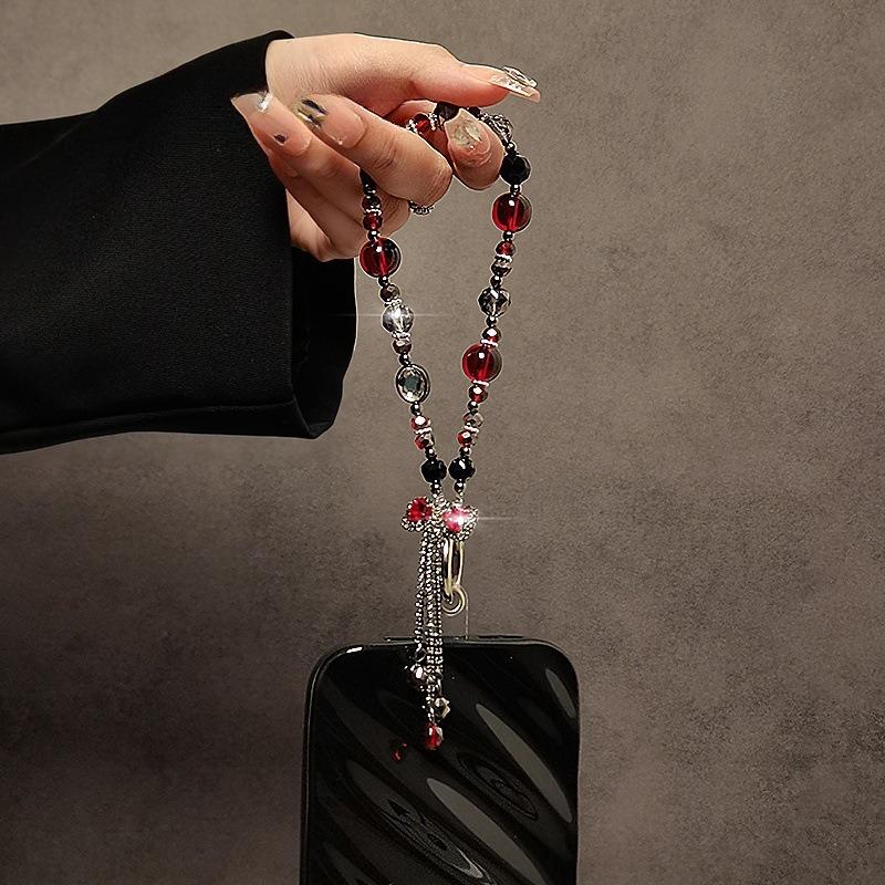 Butterfly Tassel Rhinestone Ball Phone Short Crystal Lanyard Strap Pendant Chain Anti-Lost Hand Rope Fashion Hand Chain