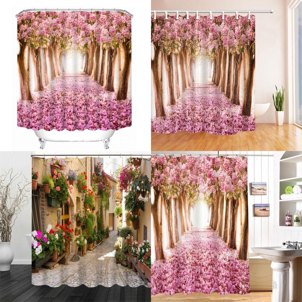 Eye-catching Waterproof Shower Curtain Featuring Unique 3d Floral Patterns For Your Bathroom