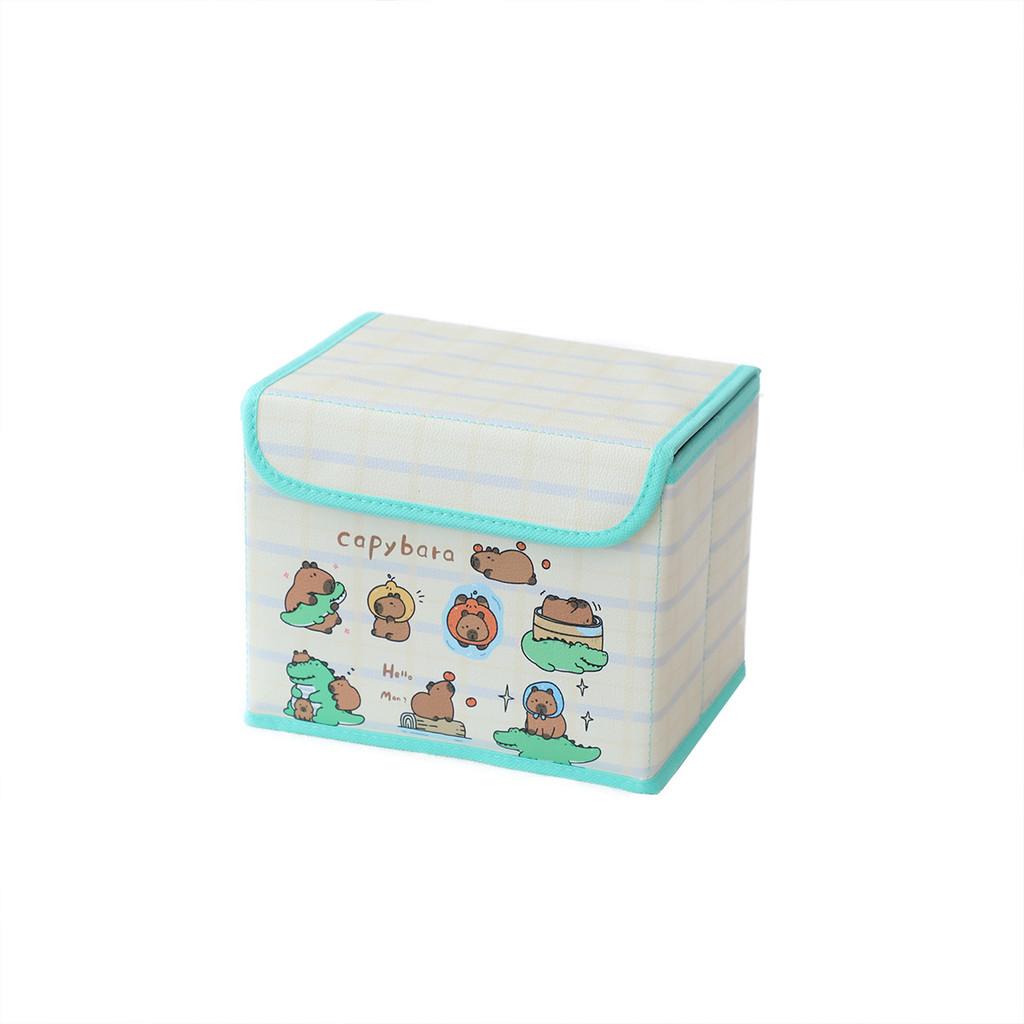 Portable Pu Storage Bin With Capybara For Bedroom Desk And Office Supplies Organization