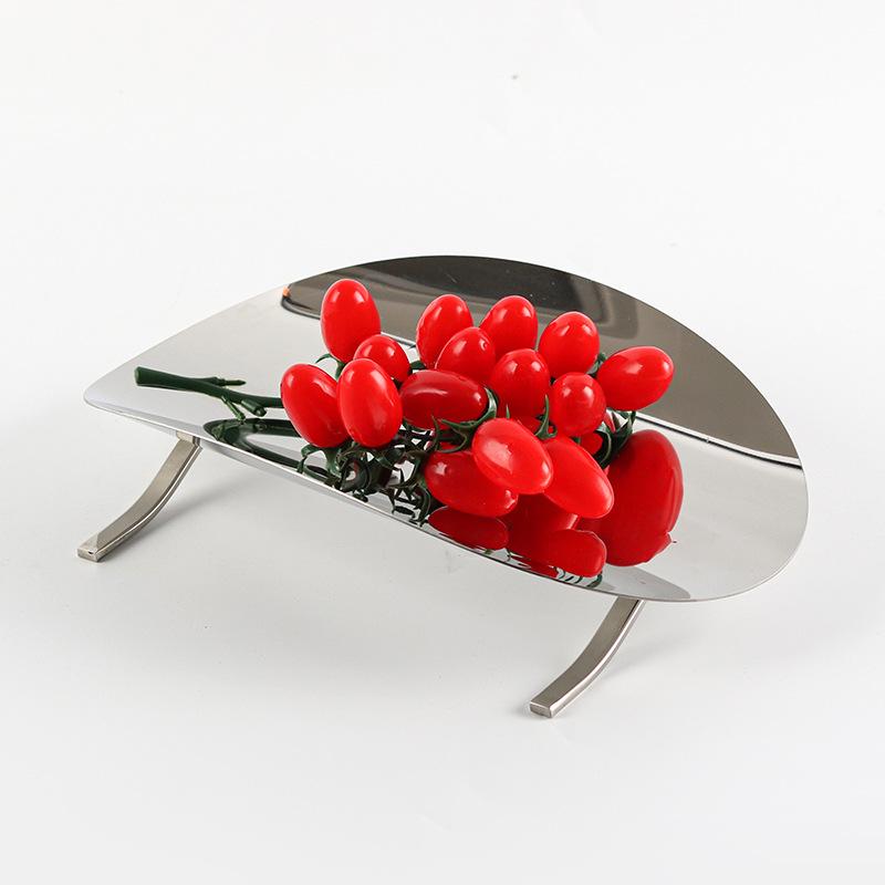 Curved Stainless Steel Tray, Metal Tray, Fruit Plate, Snacks, Cake Rack, Dessert Display Tray, Organizer, Kitchen Utensils