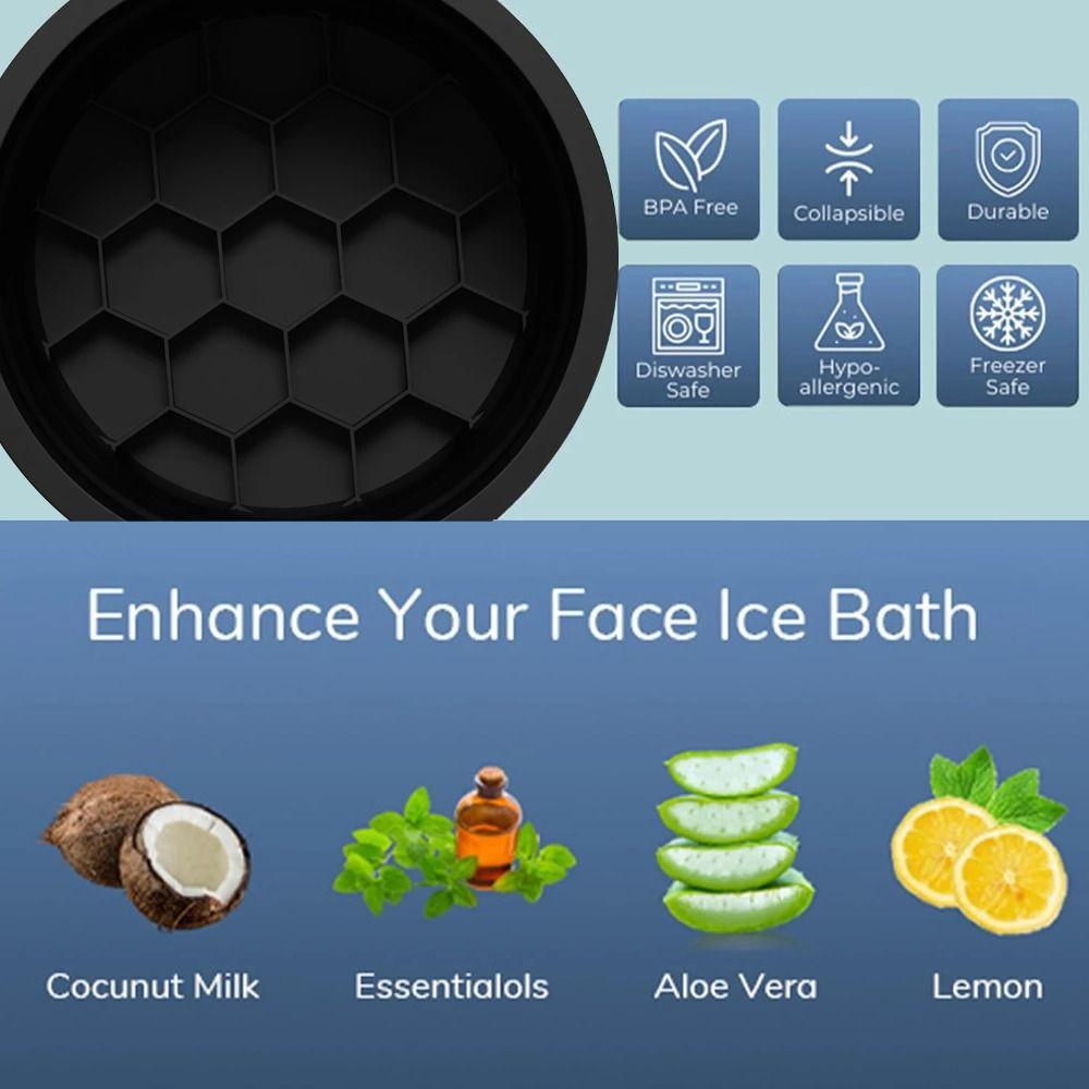 New Foldable Face Ice Bath Bowl Silicone Built-in Ice Tray Portable Ice Basin Face Dipping Bowl for Women Girls