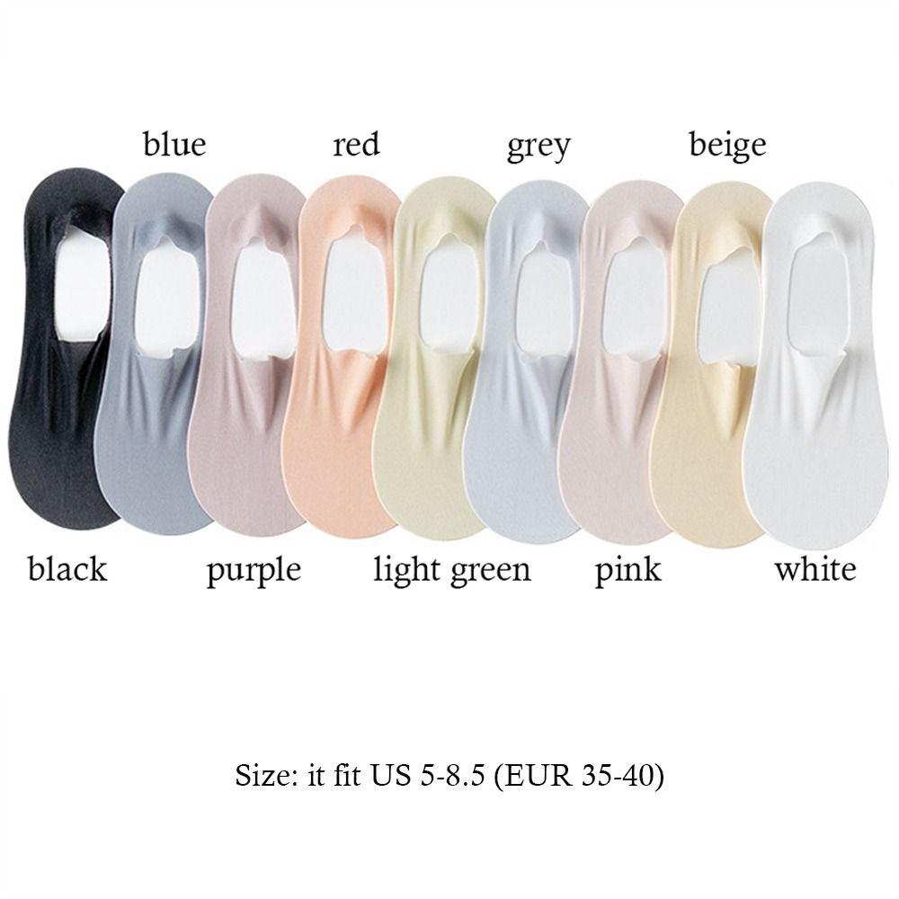 1 Pair Thin Breathable Boat Socks Non-slip Shallow Mouth Invisible Short Sock Solid Color Traceless Ice Silk Socks for Summer