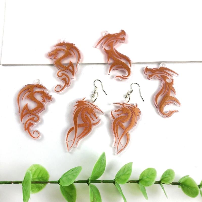 6Pcs Epoxy Assembled Molds Geometric Dragon Shape Earrings Pendant Mold Phone Keychain Pendant Silicone Mold for Decor
