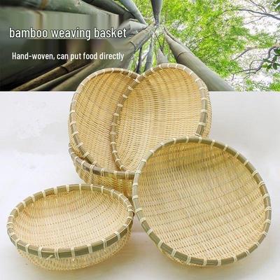 Ręcznie robiony bambusowy koszyk do gotowania na parze, wiejski tkany przesiewacz i kosz do przechowywania z drenażem