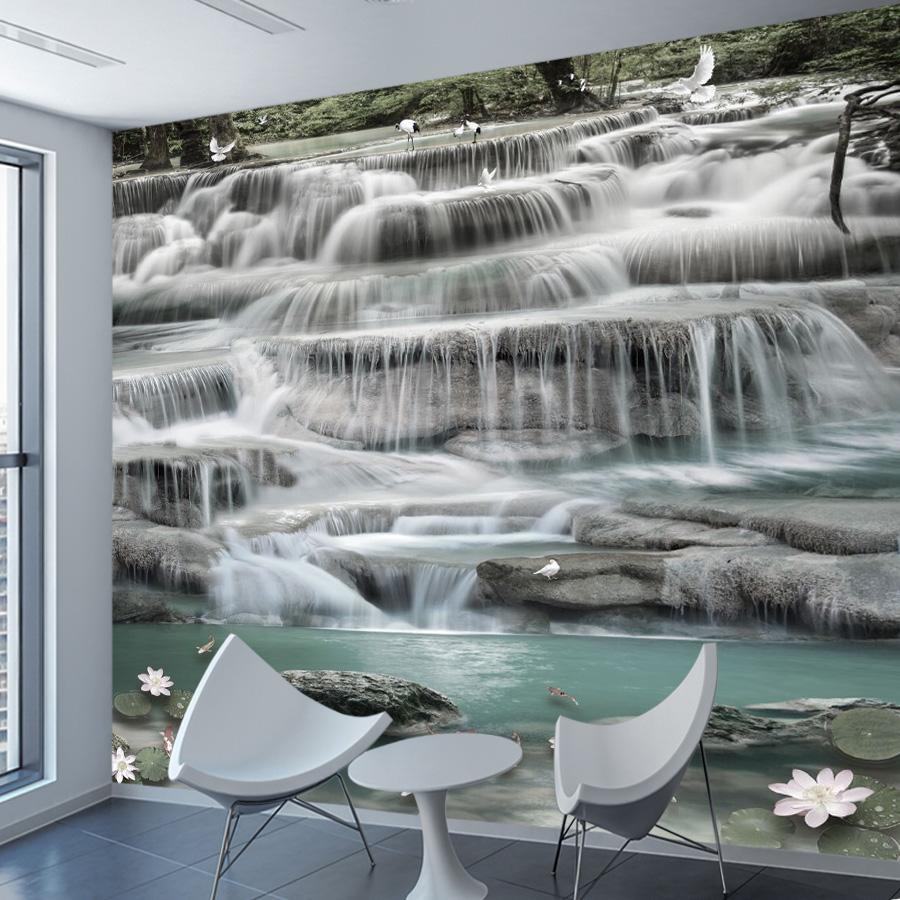 Forest Waterfall Wallpapers Background Mural Home Decor Modern Wall Papers for Living Room Bedroom Large Murals