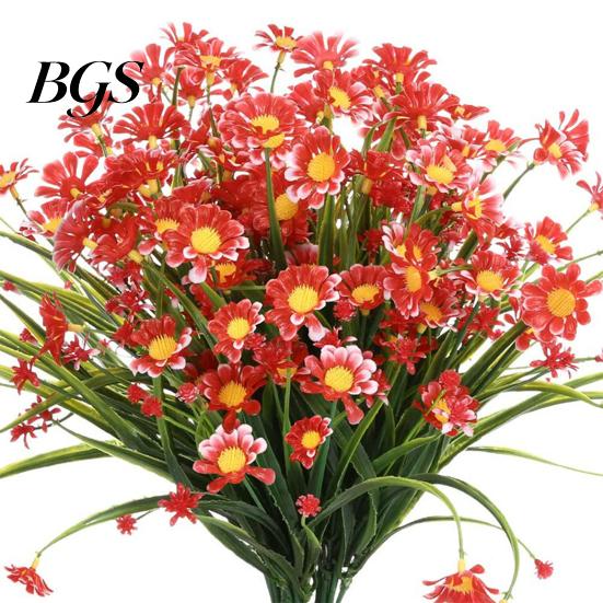 Artificial Flower UV-resistant Easy Care Long Stem Greenery Shrub Plant Faux Cemetery Farmhouse Decor Chrysanthemum