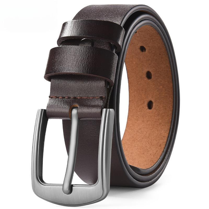Real Cow Genuine Leather Belts for Man High Quality Plus Long Size Male Pin Buckle Waist Belt Strap