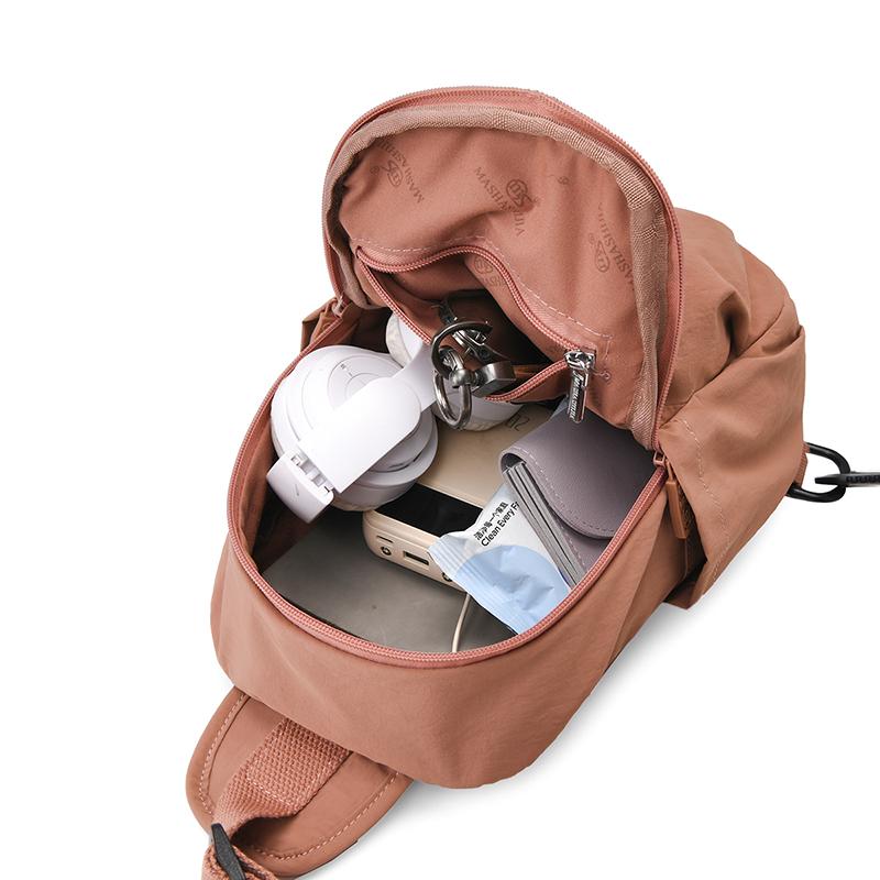 Women's Nylon Sling Backpack Drawstring Crossbody Chest Bag Lightweight Shoulder Daypack for Travel