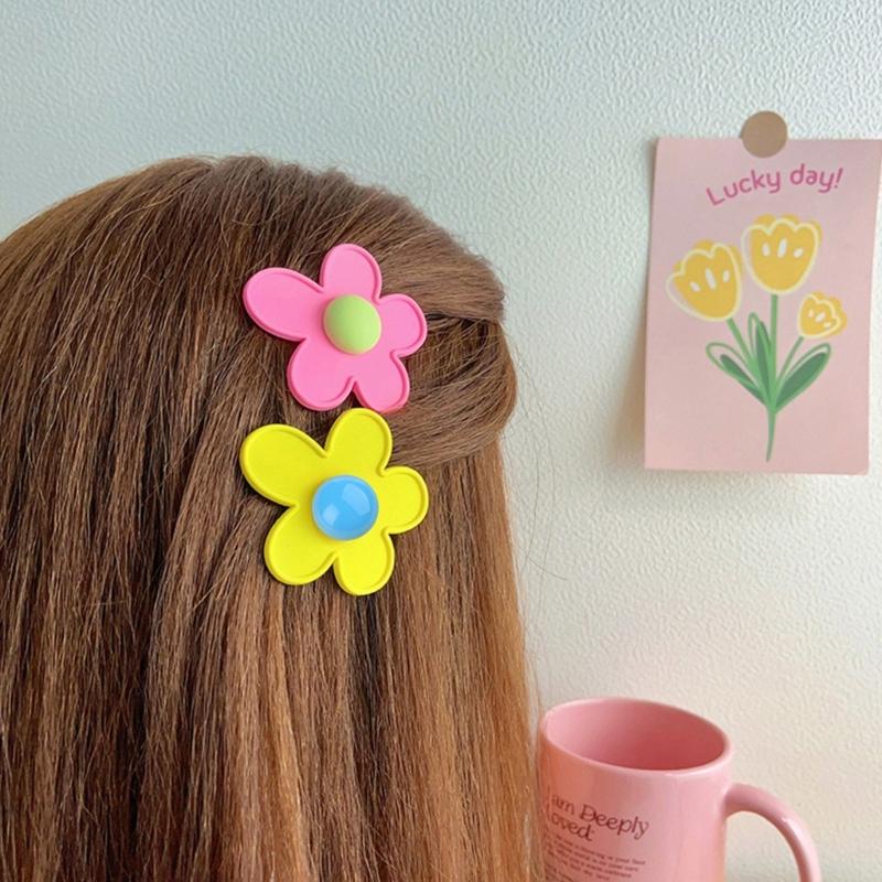 Flower Barrettes Babies Hair Clip Hair Barrette Hair Accessories Girl Headwear Acrylic Material Hair Pins for Children