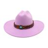 French Flat-Brimmed Top Hat Western Cowboy Hat Hot-Selling High-End Ethnic Style Travel Sunshade Woolen Jazz Hat