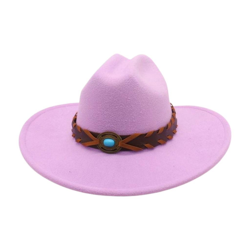 French Flat-Brimmed Top Hat Western Cowboy Hat Hot-Selling High-End Ethnic Style Travel Sunshade Woolen Jazz Hat