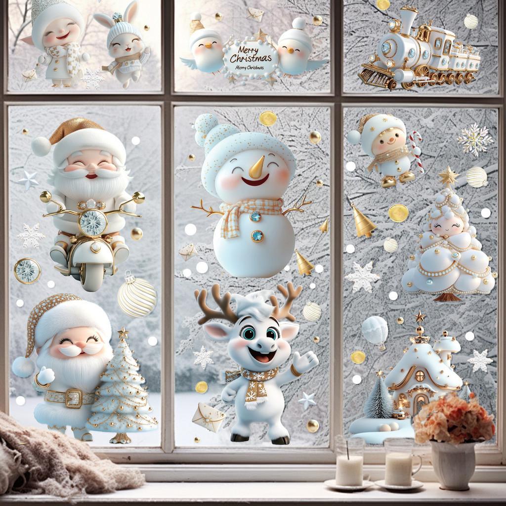 Christmas Pvc Static Clings For Glass Window Decoration Festive Scene
