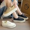Thick-soled elastic one-legged canvas shoes 2025 summer new versatile breathable casual lightweight white shoe board shoes