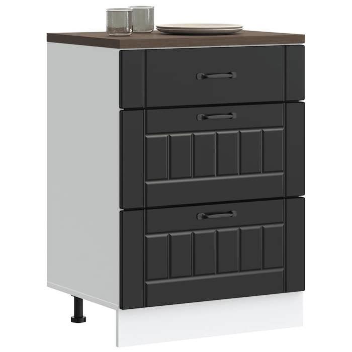 VidaXL Armoire de cuisine Lucca noir bois d'ingénierie, meuble d'évier, meuble de cuisine avec tiroir, meuble de cuisine à 854270